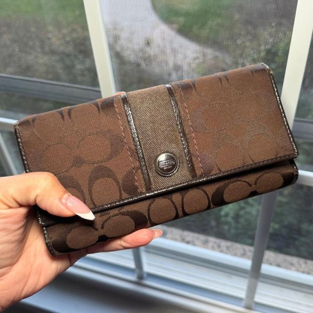 Vintage Coach Monogram Trifold Wallet with Checkbook